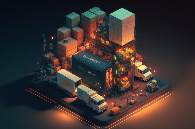 Isometric composition for automated logistics delivery