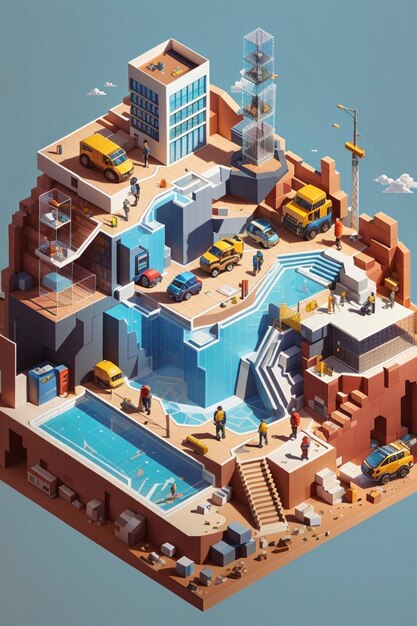 isometric construction illustration