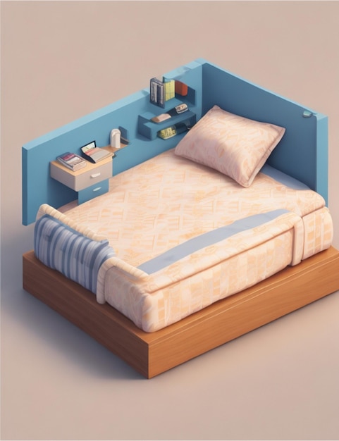 Photo isometric cute bed