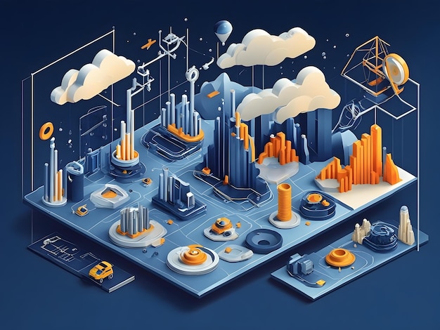 Isometric data visualization illustration