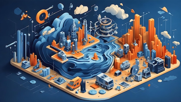 Isometric data visualization illustration