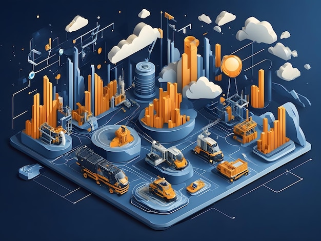 Isometric data visualization illustration