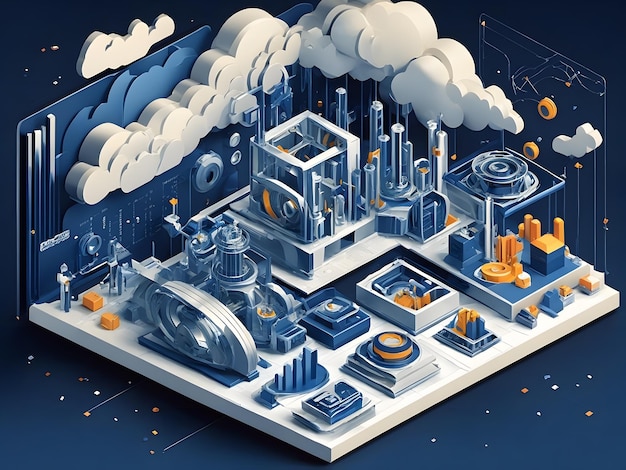 Isometric data visualization illustration