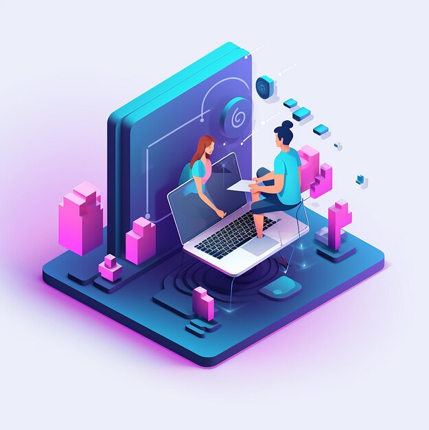 Isometric design computerbased concept