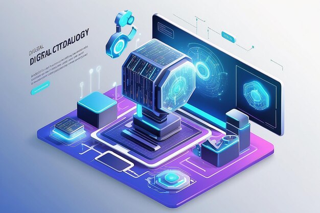 Фото Изометрическая цифровая технология веб-баннер big data алгоритмы машинного обучения анализ и информация