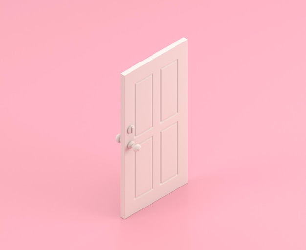 Isometric door 3d icon flat white and pink household\
objects