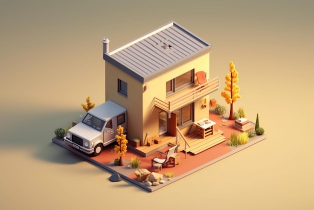 Isometric ecofriendly house generative AI