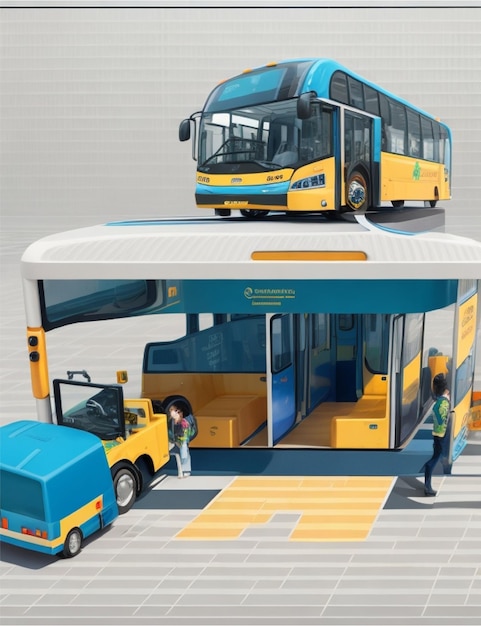 Photo isometric electric bus