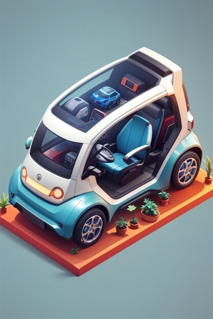 isometric electric car