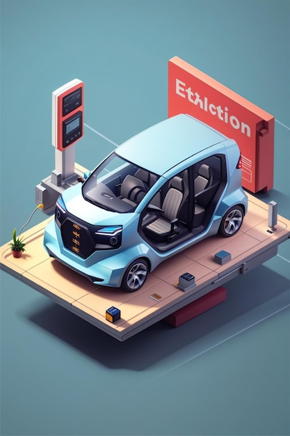 isometric electric car