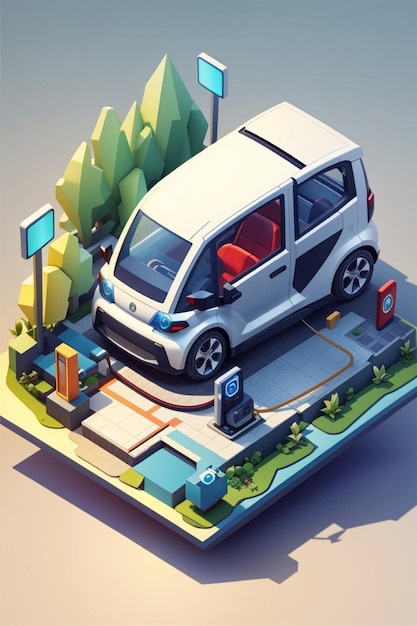 isometric electric car