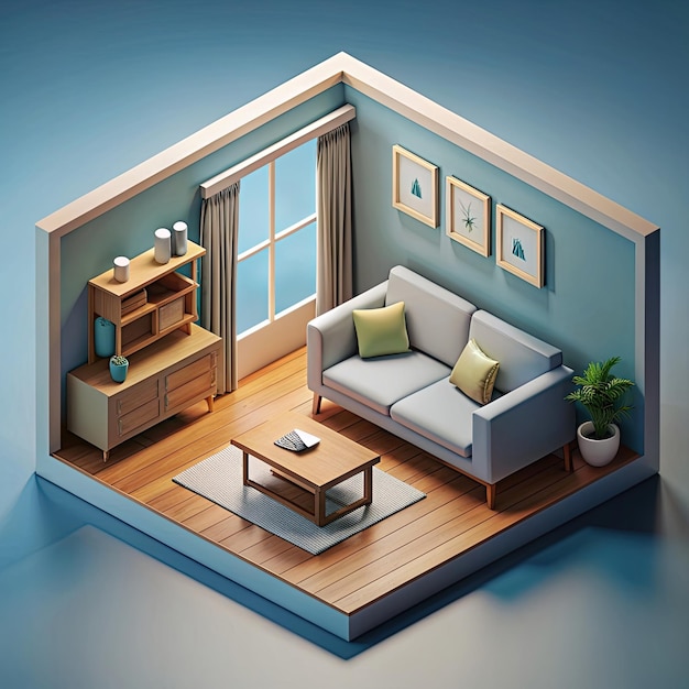 Photo isometric family room