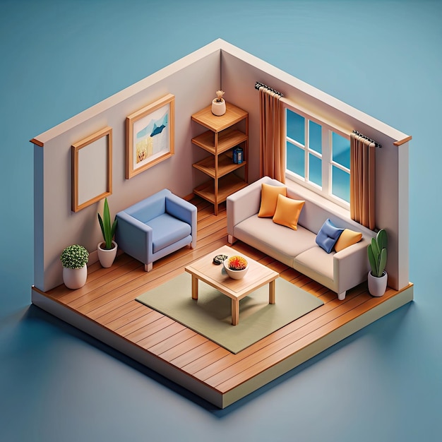 Photo isometric family room