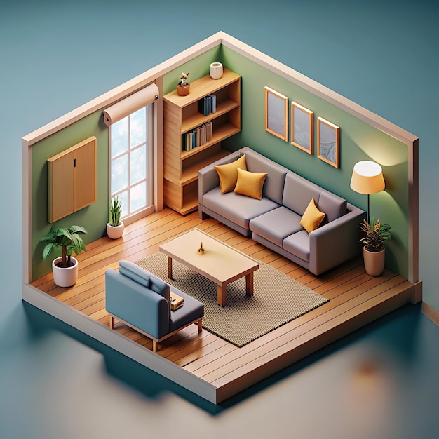 isometric family room