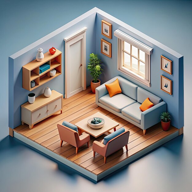 isometric family room