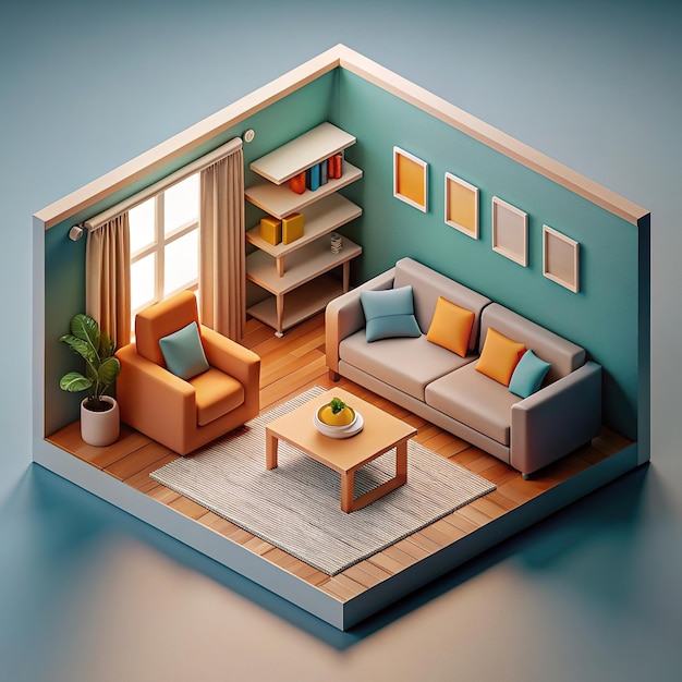 isometric family room