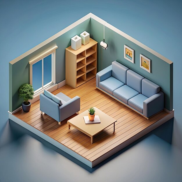 Photo isometric family room