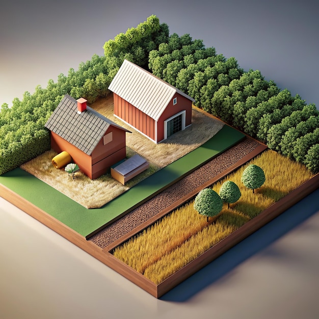 Photo isometric farmland