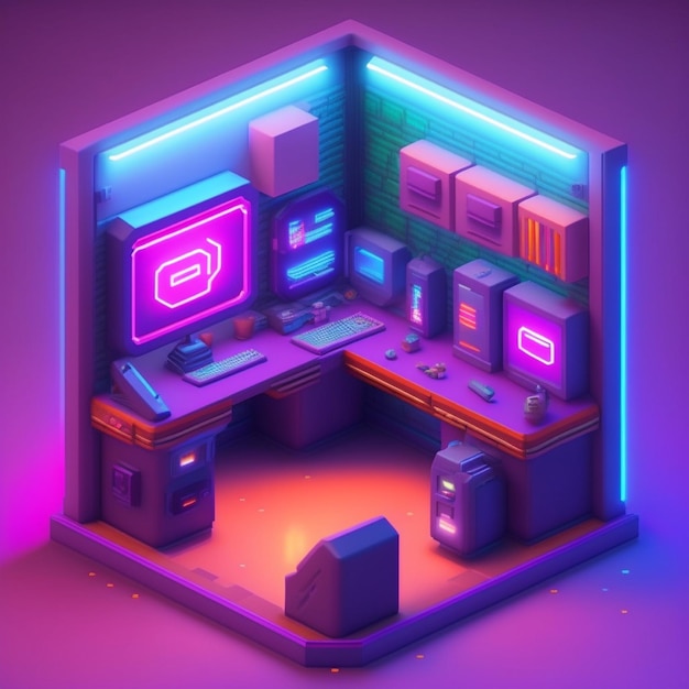 Isometric gaming room