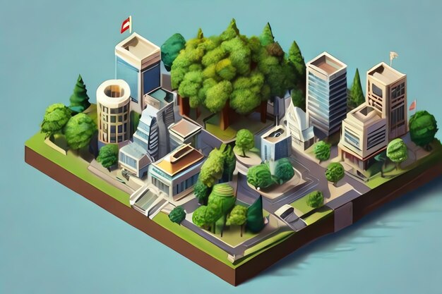 Photo isometric government city