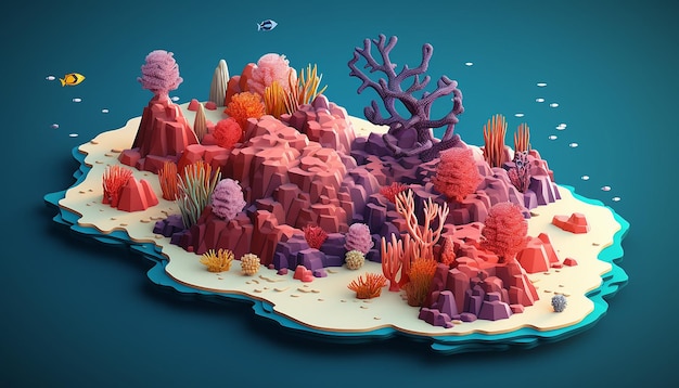 Photo isometric great barrier reef