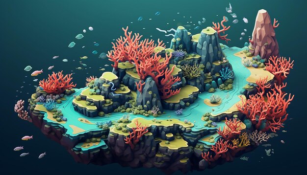 Isometric great barrier reef