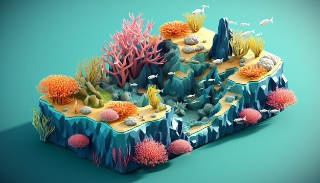 Photo isometric great barrier reef