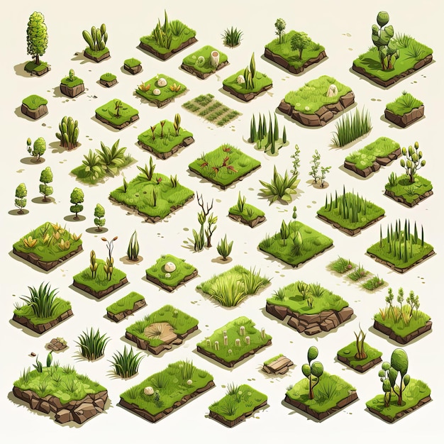 Photo isometric green grass