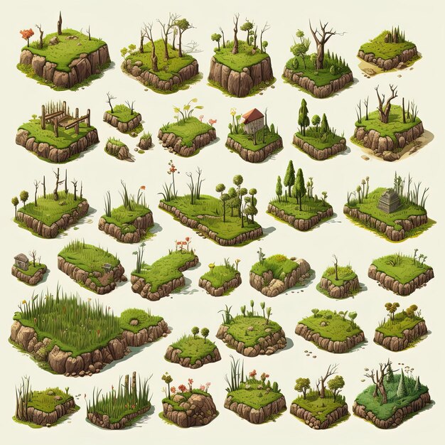 Photo isometric green grass