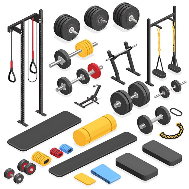Isometric Gym Equipment Set Weightlifting Exercise and Fitness Premium AI generated image