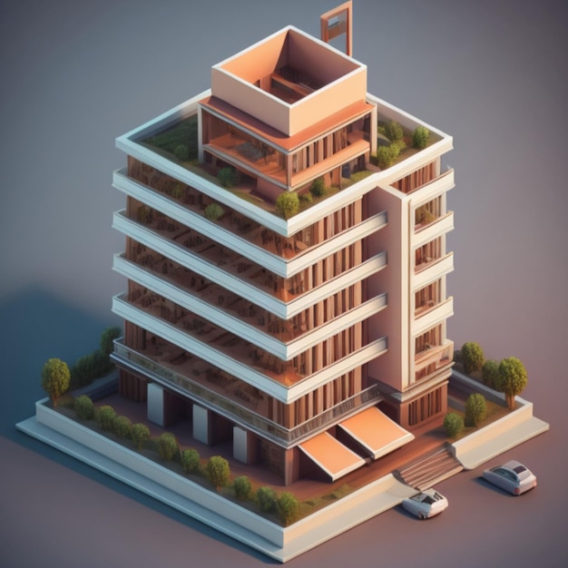 Isometric highrise building created with generative AI