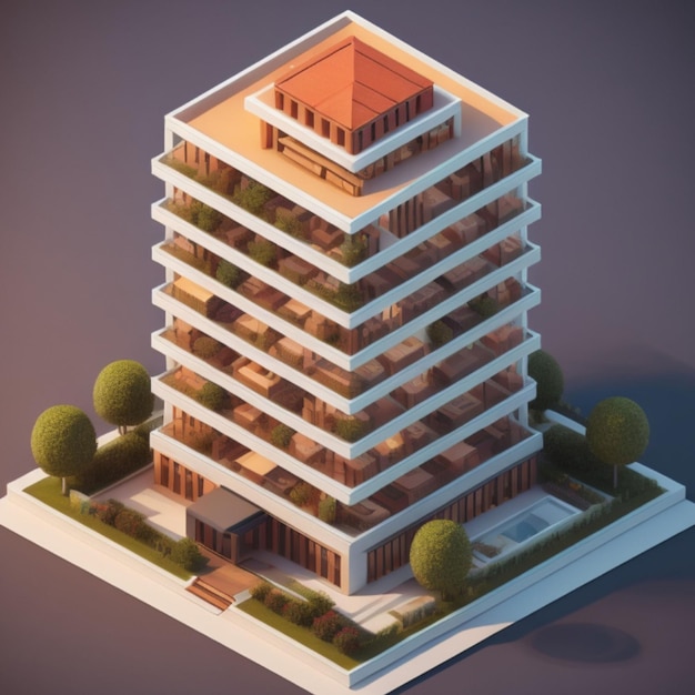 Isometric highrise building created with generative AI