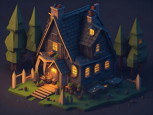 isometric holloween house