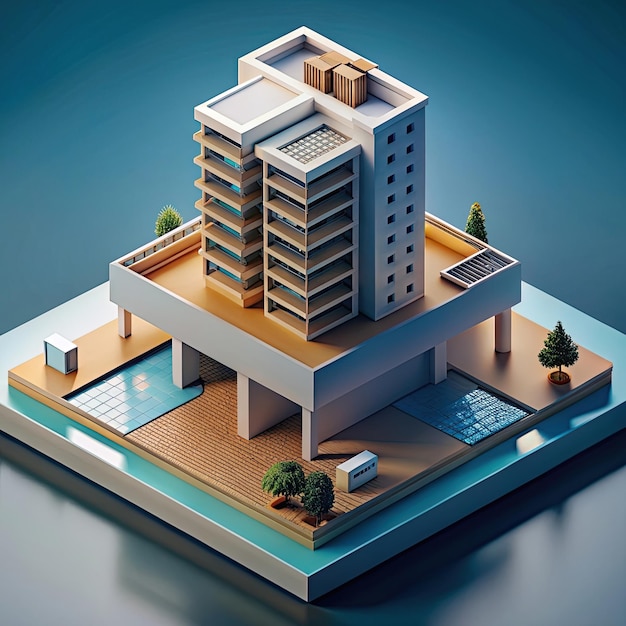 Photo isometric hotel