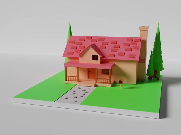 isometric house 3D rendering

