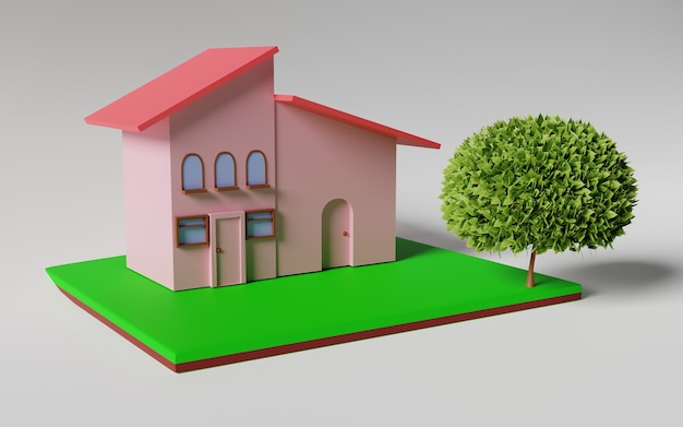 Photo isometric house 3d rendering