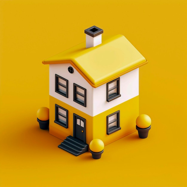 Isometric house 3d style pastel colors generative ai
