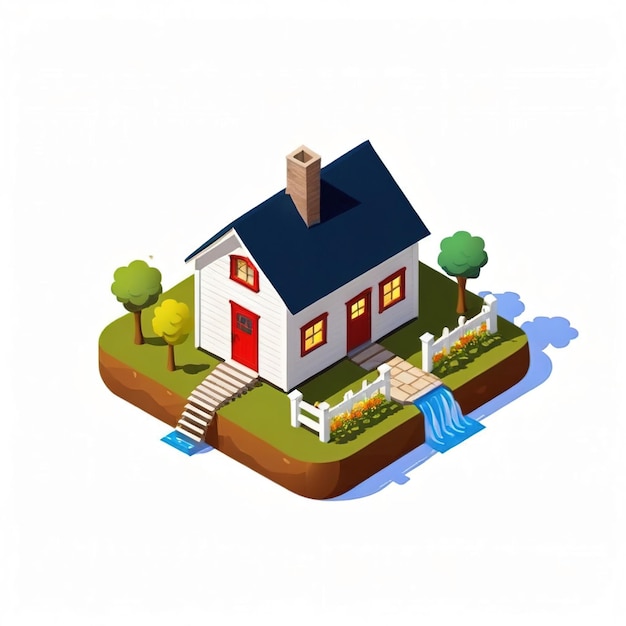 Изометрический логотип дома в стиле плоской иконы дома