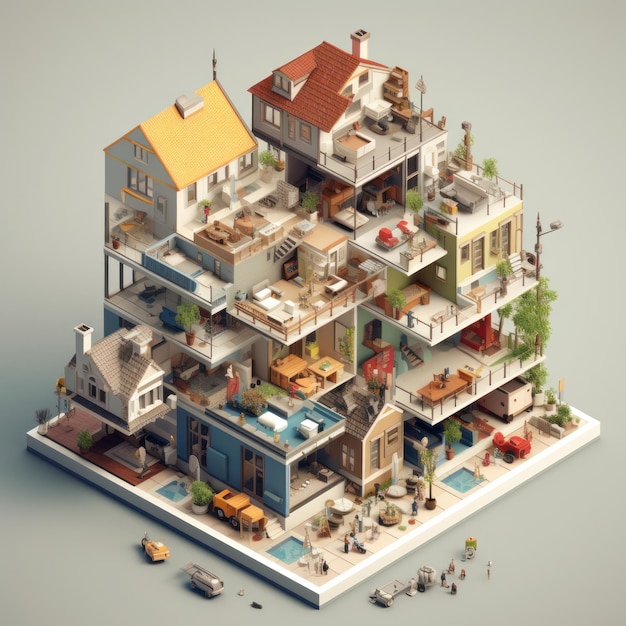 Photo isometric houses