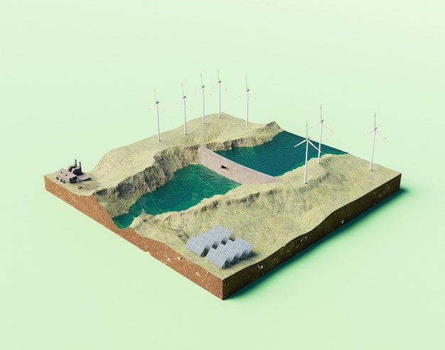 isometric hydroelectrically power station