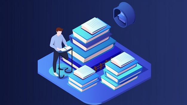 Photo isometric illustration design concept analyze data 3d