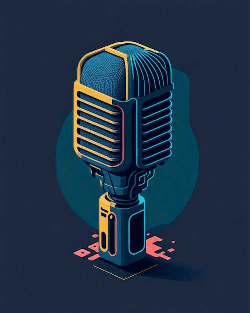 Isometric Illustration of a Podcast Microphone