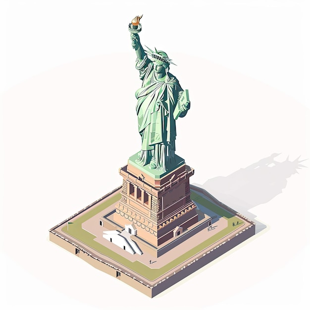 Photo isometric illustrations of the statue of liberty