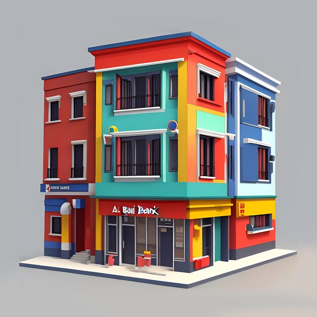 Isometric image of miniature building isolated on background