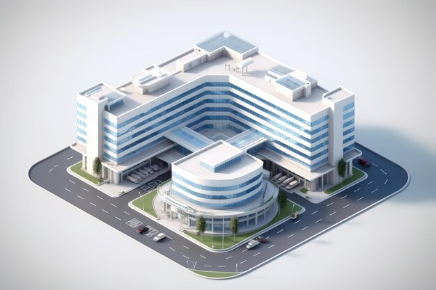 Photo isometric isolated 3d icon of a modern hospital