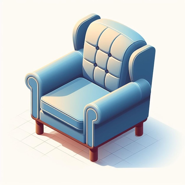 Isometric isolated armchair on white background