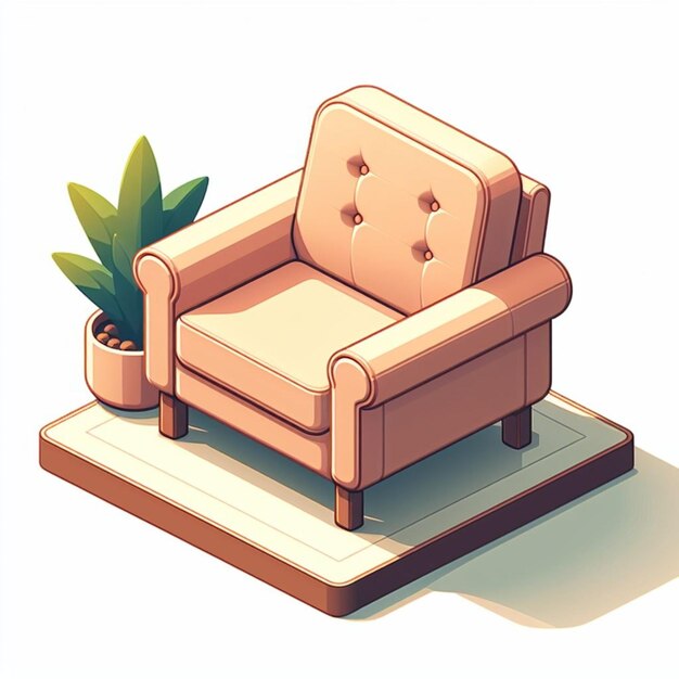 Isometric isolated armchair on white background