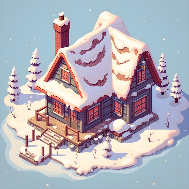 isometric little house cartoon style landscapes Created using generative AI tools