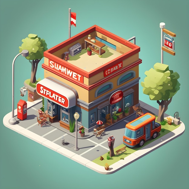 isometric a little subway station cartoon style american sdCreated using generative AI tools