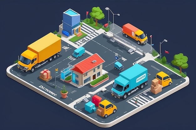 Isometric Logistics and Delivery Free Express Home or Fast delivery Delivery company